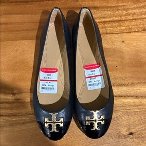 Tory Burch Everly Cap Toe Black Flats, NWT